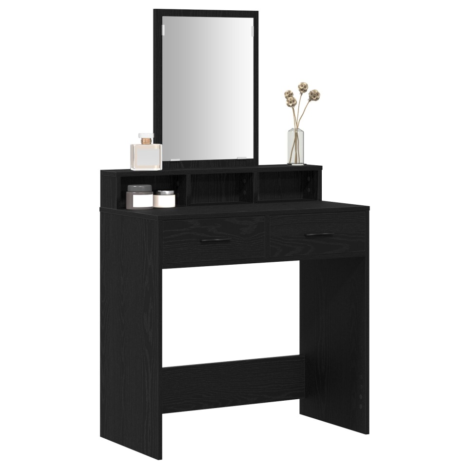 Masă de toaletă Stejar negru MDF și sticlă 79 x 41 x 140 cm - 2 | YEO