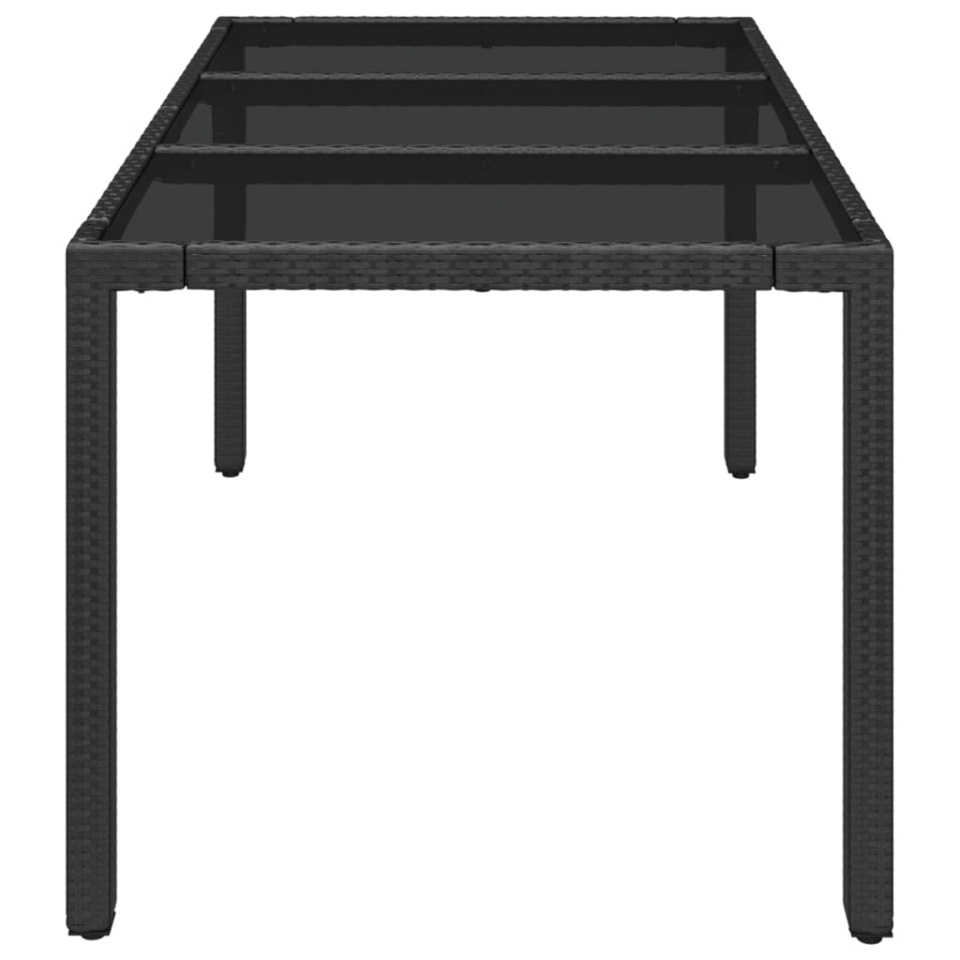 Masă grădină cu blat din sticlă, negru, 150x90x75 cm, poliratan - 3 | YEO