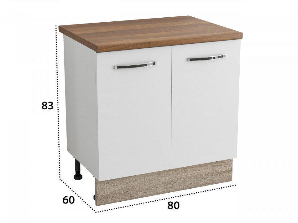 Masca chiuveta, Alfa, Alb/Sonoma, blat termic nuc, PAL, 80x83x60 cm - 1 | YEO