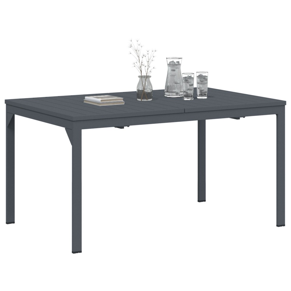 Mese Extensibile 2 pcs Gri Închis 210x90x73 cm Oțel, Masă de Grădină Extensibilă Gri Închis (140-210)x90x73 cm Oțel - 2 | YEO