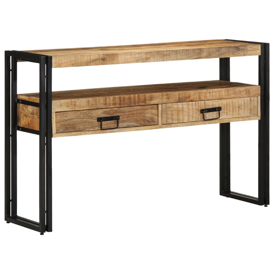 Mese laterale Negre 120x33x75 cm din lemn solid de mango și metal - 1 | YEO