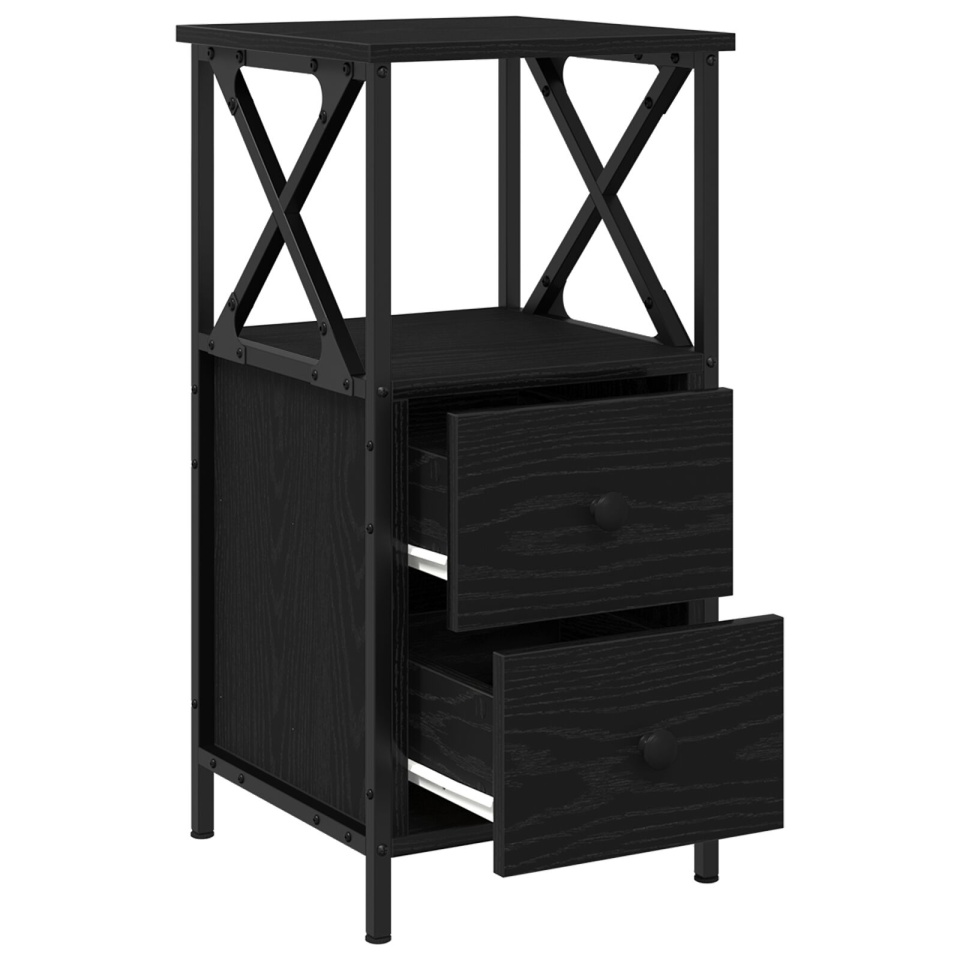 noptiera , set de 2, negru, stejar, 34x35,5x70 cm, din lemn tratat - 1 | YEO