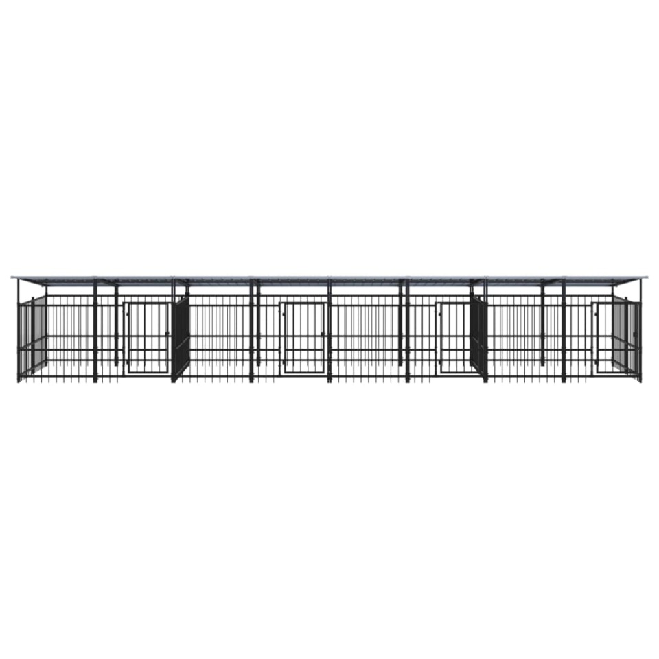 Padoc pentru câini de exterior cu acoperiș, 15,02 m², oțel - 2 | YEO