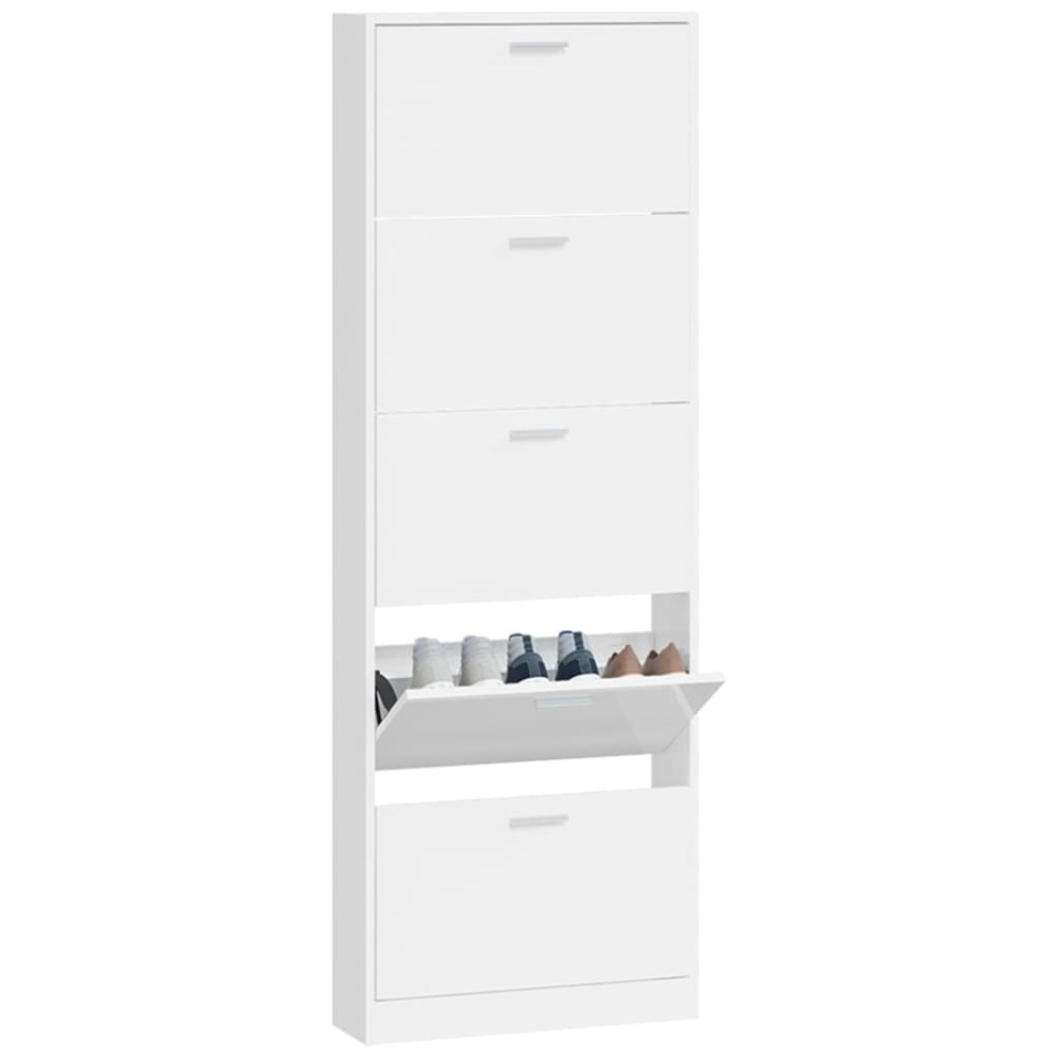Pantofar, alb extralucios, 59x17x169 cm, lemn compozit - 3 | YEO