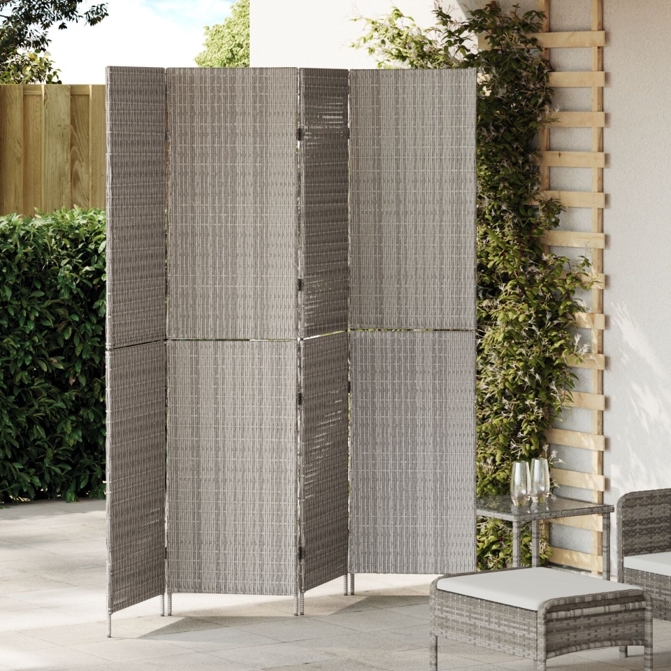 Partitionare 4 Panouri Pliabil Gri 195x180 cm Poliratan