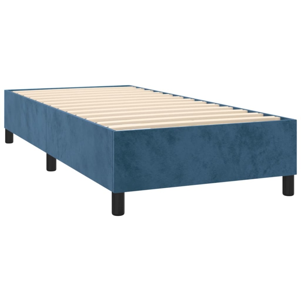 Pat box spring cu saltea, albastru închis, 90x190 cm, catifea - 3 | YEO