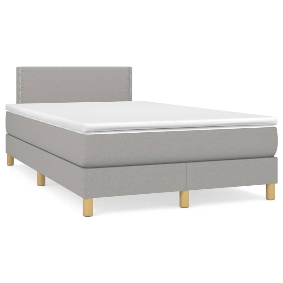 Pat box spring cu saltea, gri deschis, 120x200 cm, textil - 1 | YEO