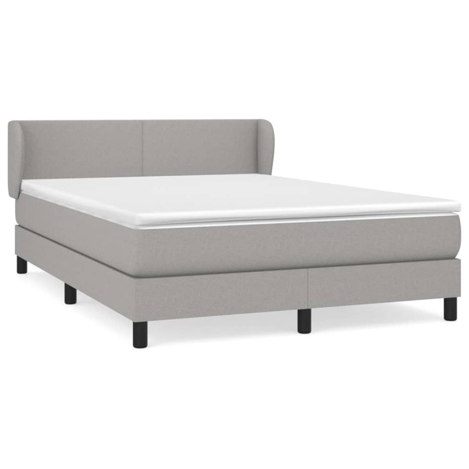 Pat box spring cu saltea, gri deschis, 140x190 cm, textil - 1 | YEO