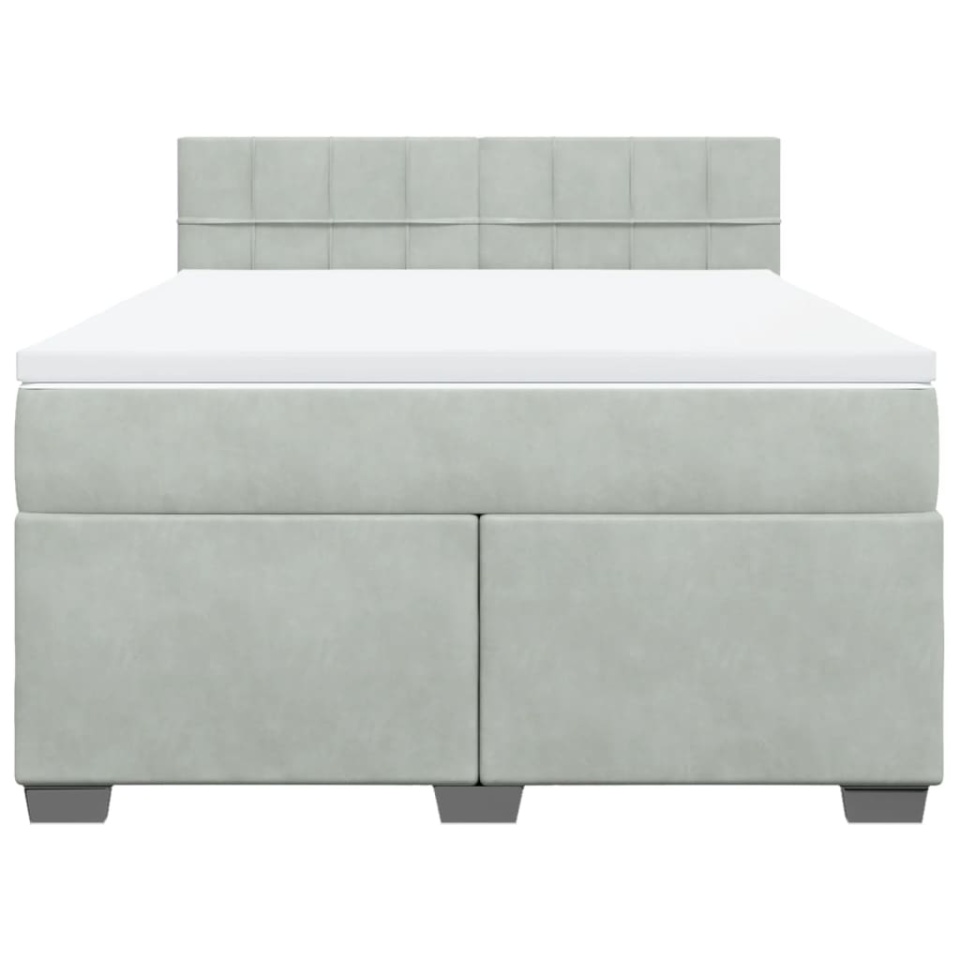 Pat box spring cu saltea, gri deschis, 160x200 cm, catifea - 3 | YEO