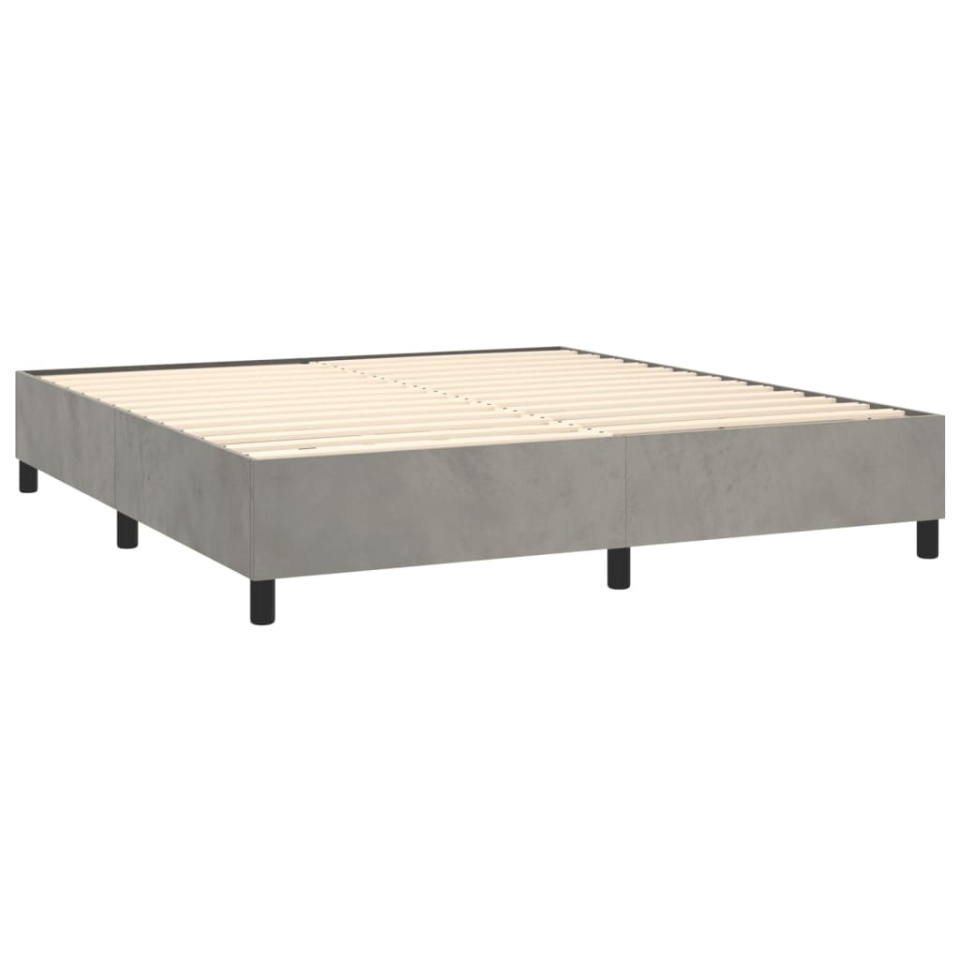 Pat box spring cu saltea, gri deschis, 180x200 cm, catifea - 3 | YEO