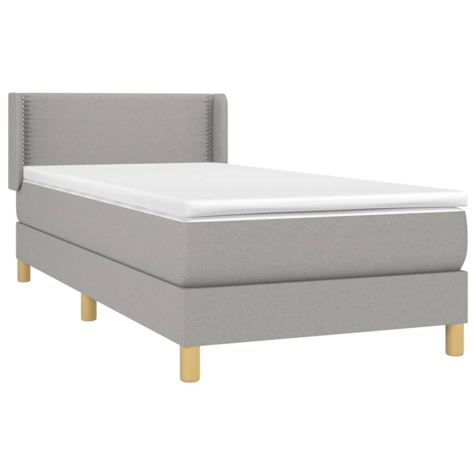 Pat box spring cu saltea, gri deschis, 90x200 cm, textil - 2 | YEO