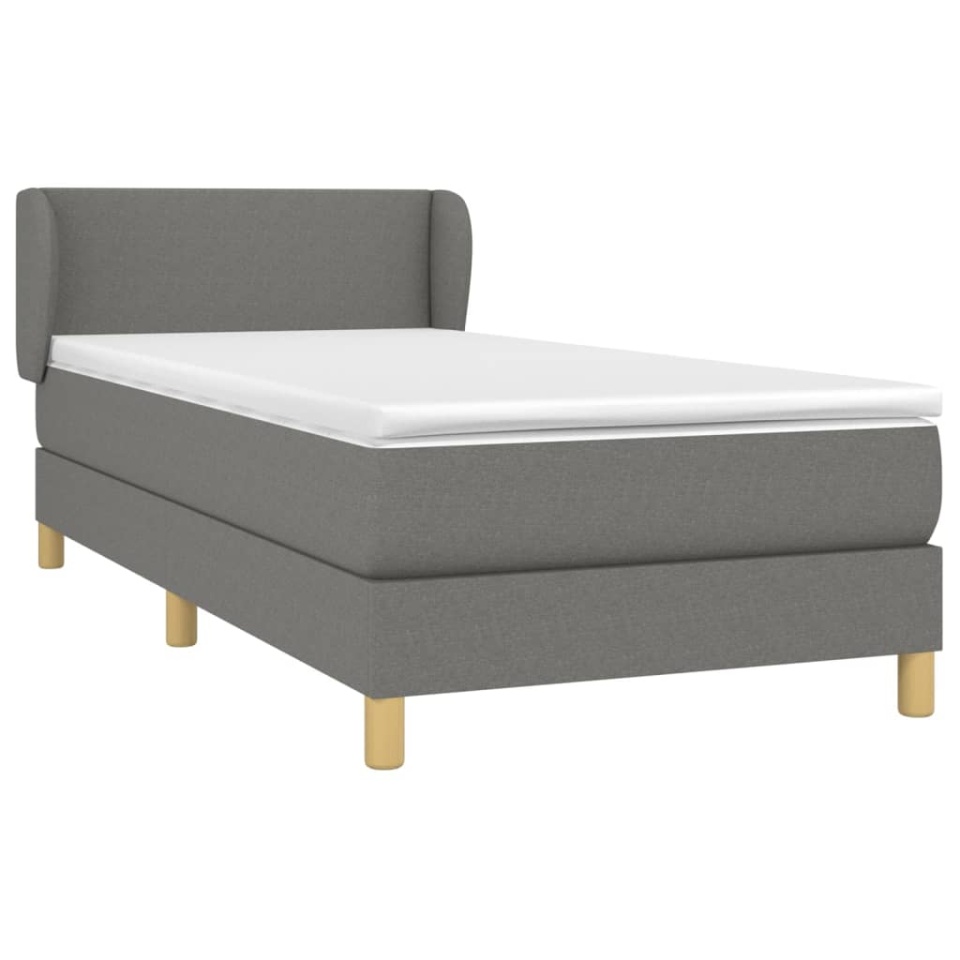 Pat box spring cu saltea, gri închis, 100x200 cm, textil - 2 | YEO