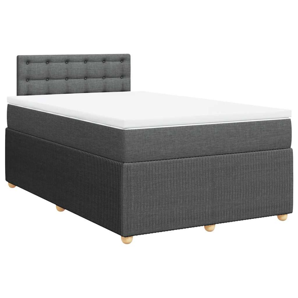 Pat box spring cu saltea, gri închis, 120x190 cm, textil - 2 | YEO