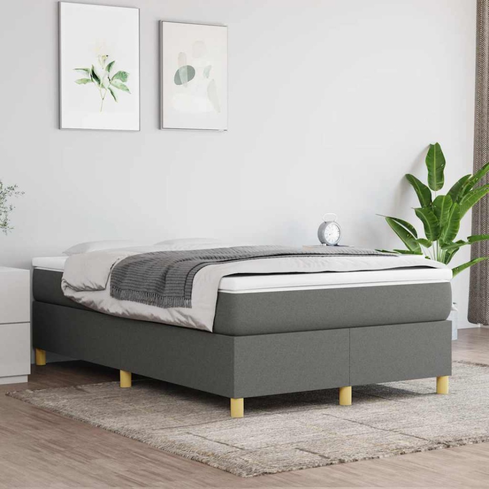 Pat box spring cu saltea, gri închis, 120x190 cm, textil - 2 | YEO
