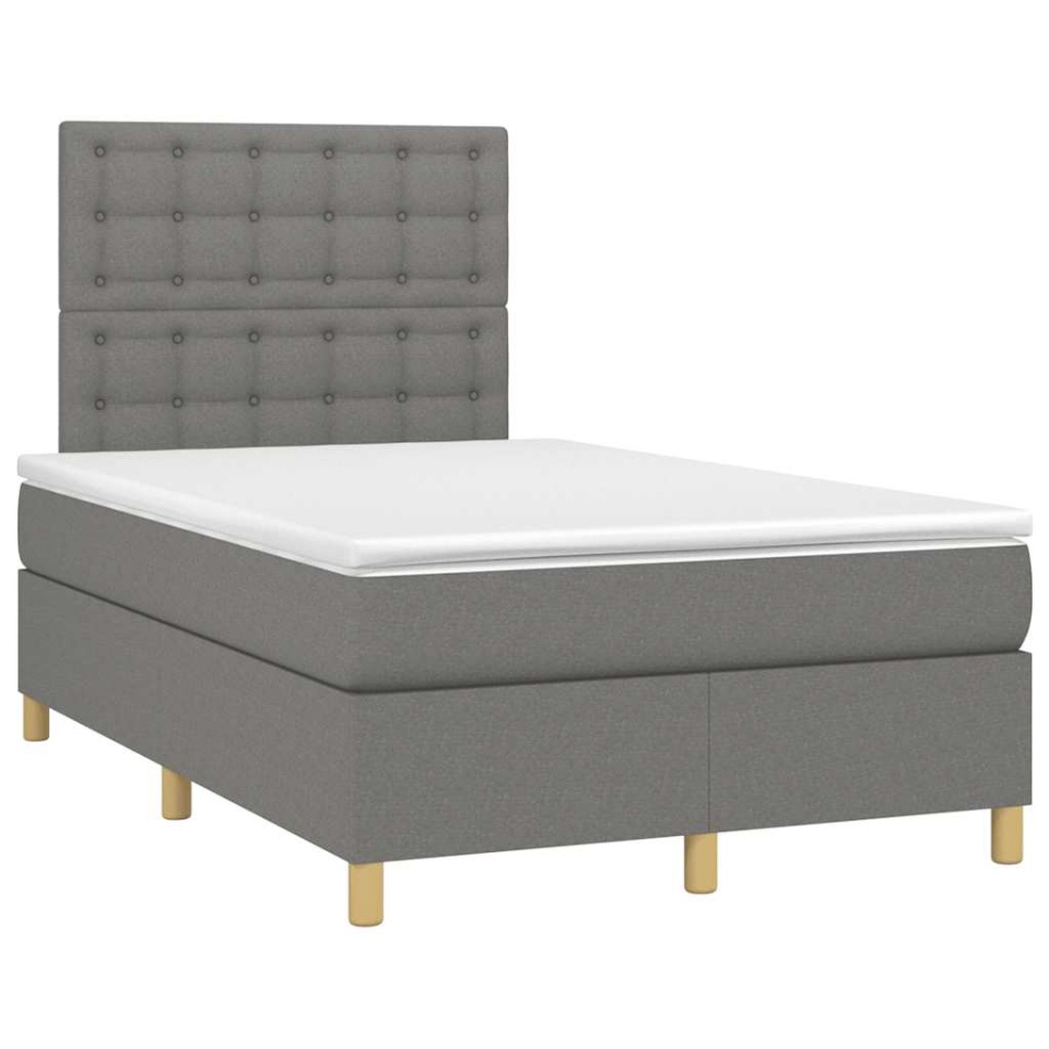 Pat box spring cu saltea, gri închis, 120x190 cm, textil - 1 | YEO