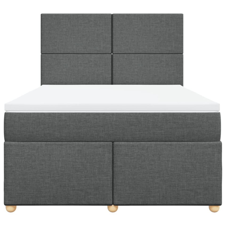 Pat box spring cu saltea, gri închis, 140x190 cm, textil - 3 | YEO