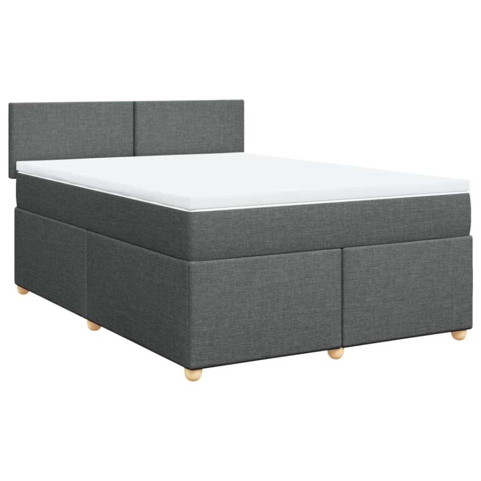 Pat box spring cu saltea, gri închis, 140x190 cm, textil - 2 | YEO