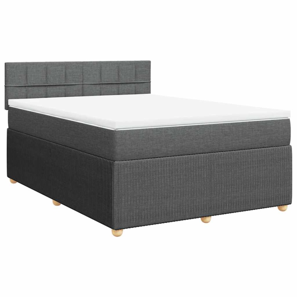 Pat box spring cu saltea, gri închis, 140x200 cm, textil - 1 | YEO