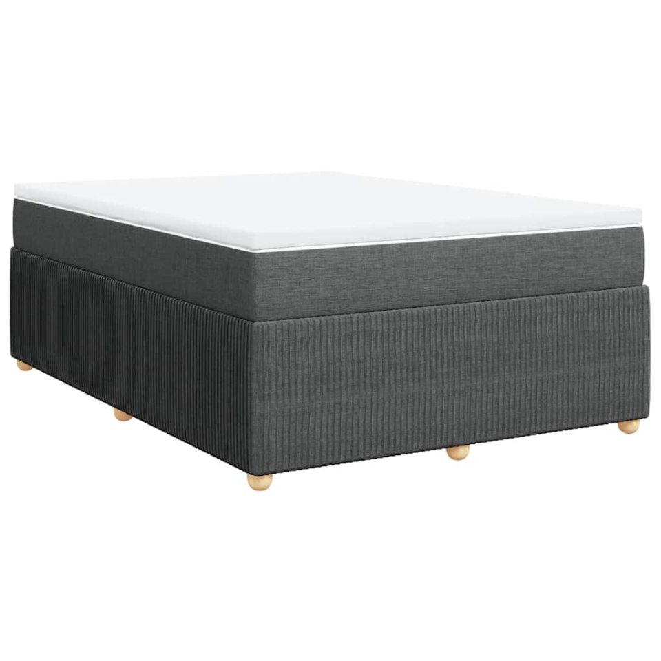 Pat box spring cu saltea, gri închis, 140x200 cm, textil - 1 | YEO