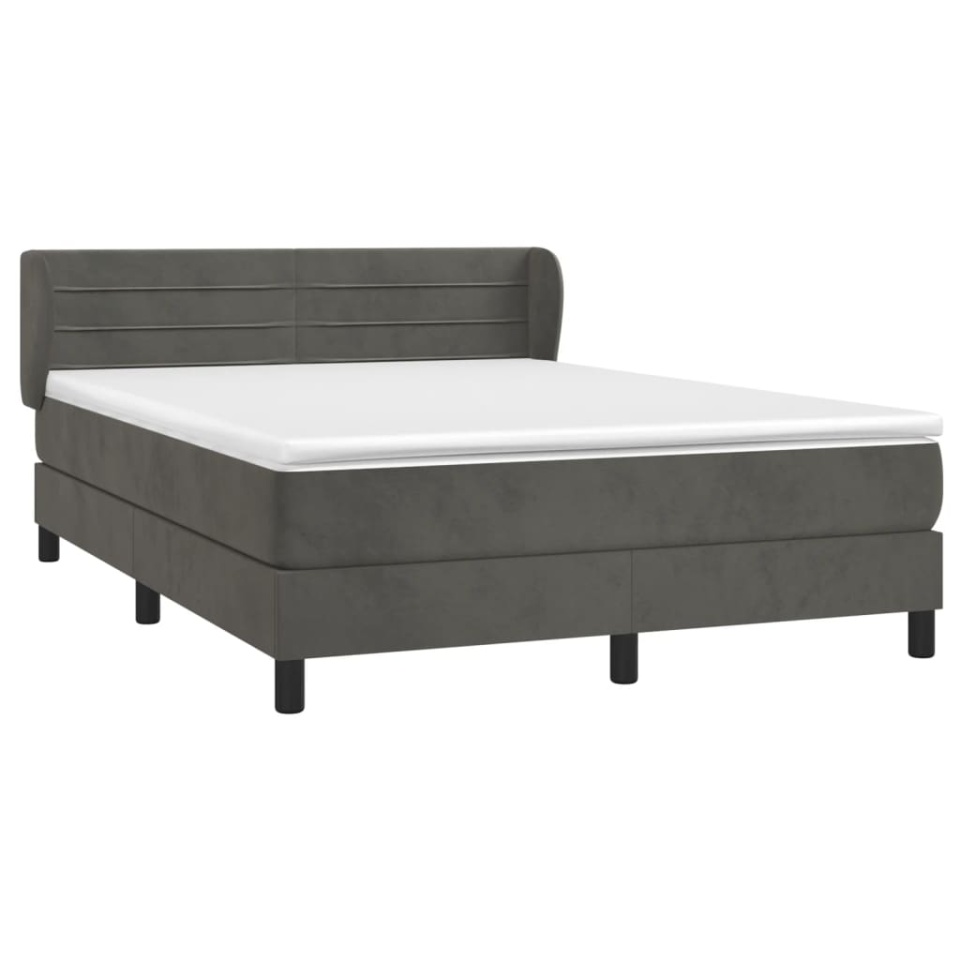 Pat box spring cu saltea, gri închis, 180x200 cm, catifea - 2 | YEO