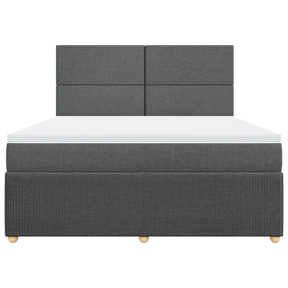 Pat box spring cu saltea, gri închis, 180x200 cm, textil - 3 | YEO