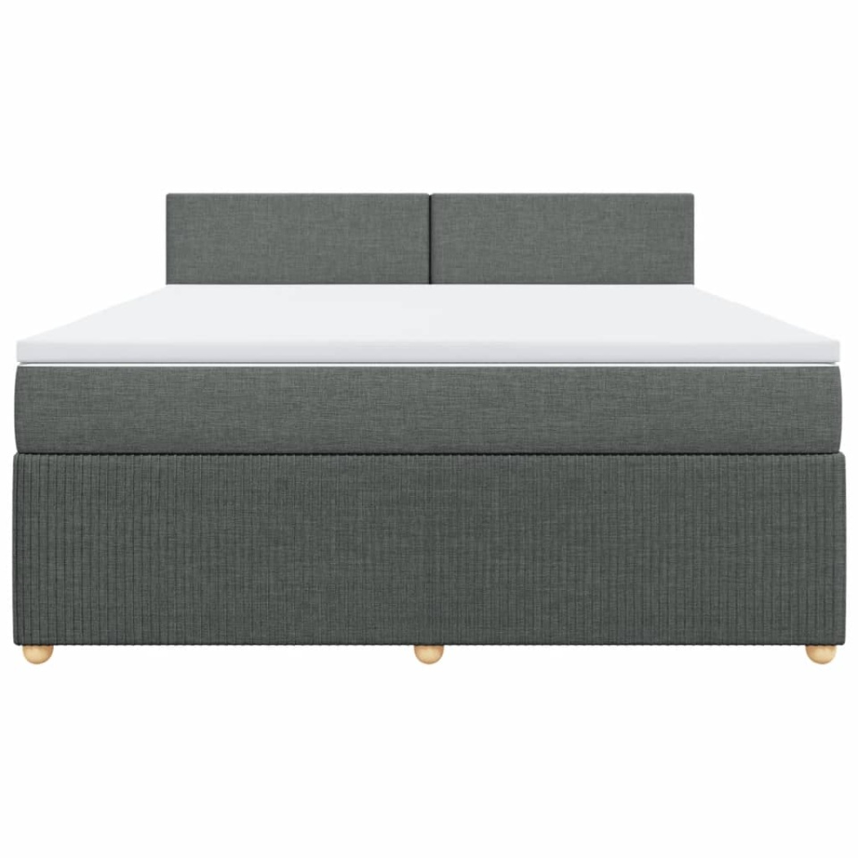 Pat box spring cu saltea, gri închis, 180x200 cm, textil - 3 | YEO