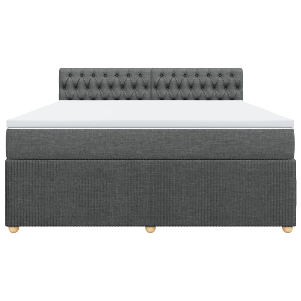 Pat box spring cu saltea, gri închis, 180x200 cm, textil - 3 | YEO