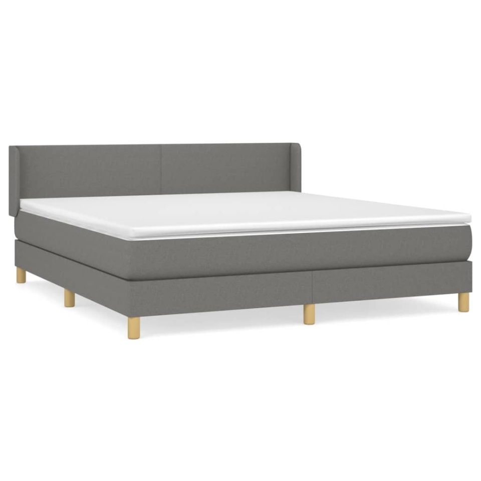 Pat box spring cu saltea, gri închis, 180x200 cm, textil - 1 | YEO