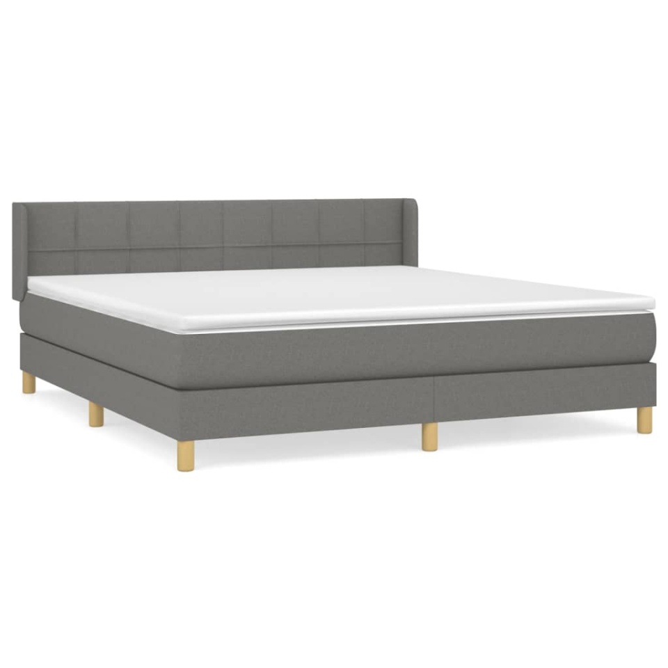 Pat box spring cu saltea, gri închis, 180x200 cm, textil - 1 | YEO