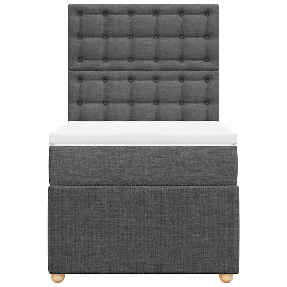 Pat box spring cu saltea, gri închis, 80x200 cm, textil - 3 | YEO