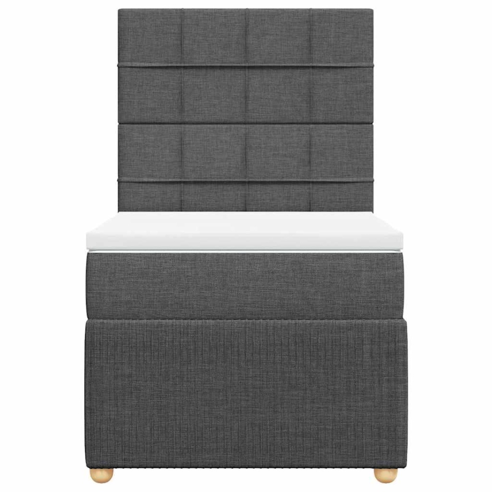 Pat box spring cu saltea, gri închis, 90x190 cm, textil - 3 | YEO