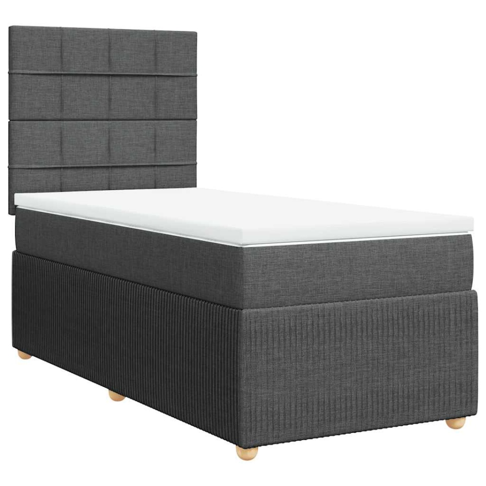 Pat box spring cu saltea, gri închis, 90x190 cm, textil - 2 | YEO