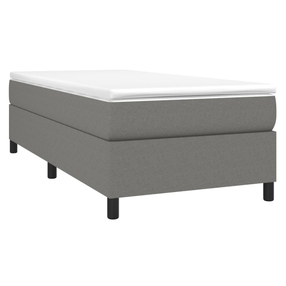 Pat box spring cu saltea, gri închis, 90x190 cm, textil - 2 | YEO