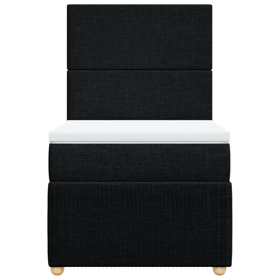 Pat box spring cu saltea, negru, 100x200 cm, textil - 4 | YEO