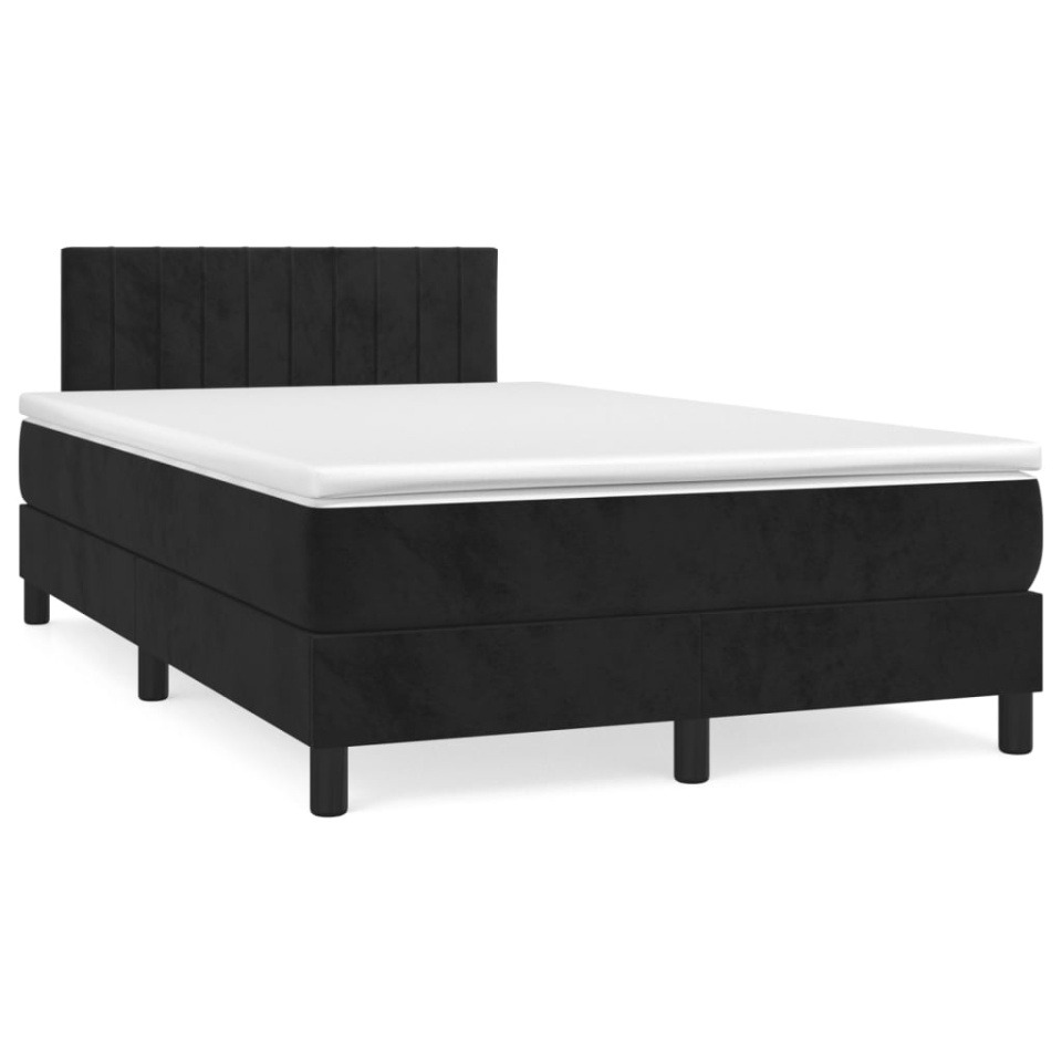 Pat box spring cu saltea, negru, 120x200 cm, catifea - 1 | YEO
