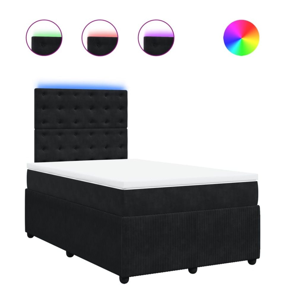 Pat box spring cu saltea, negru, 120x200 cm, catifea - 1 | YEO