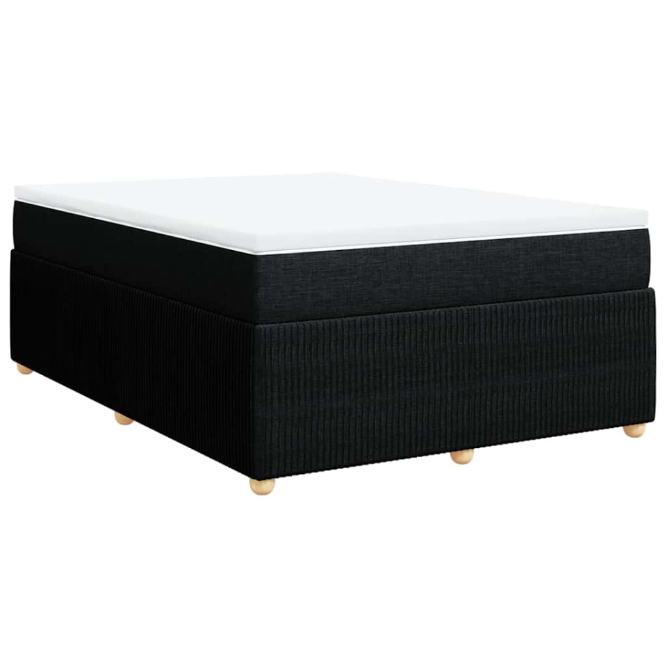 Pat box spring cu saltea, negru, 140x190 cm, textil - 1 | YEO