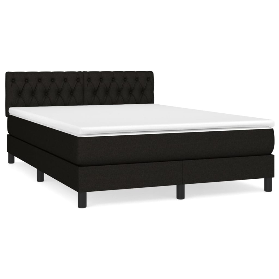 Pat box spring cu saltea, negru, 140x190 cm, textil - 1 | YEO