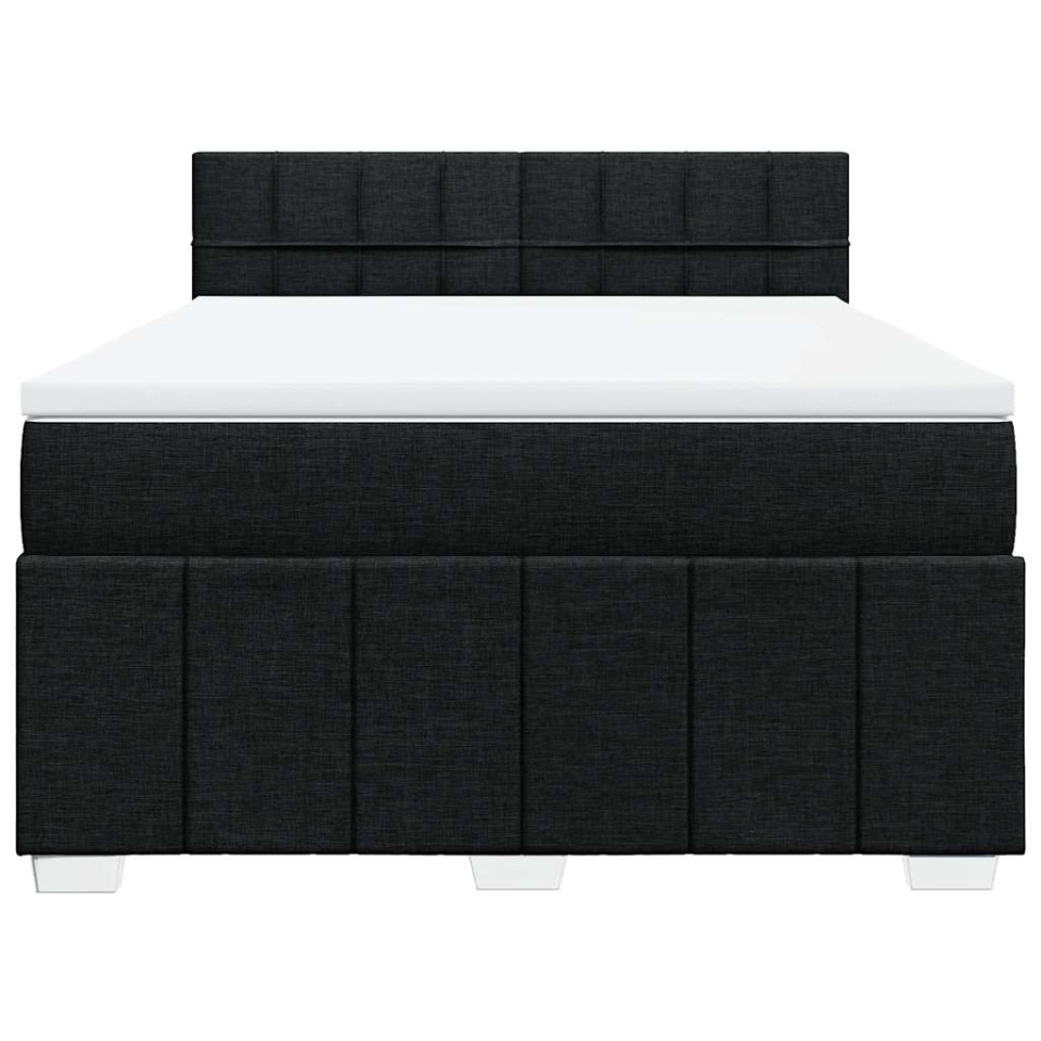 Pat box spring cu saltea, negru, 140x200 cm, textil - 3 | YEO