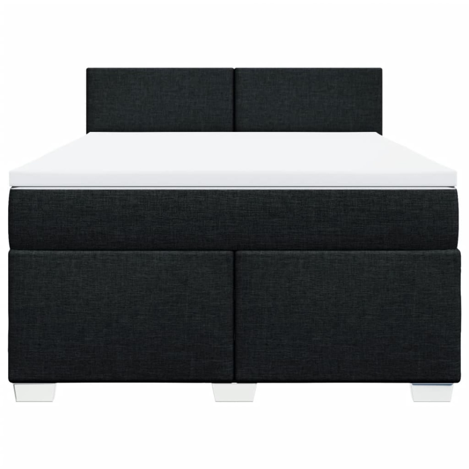 Pat box spring cu saltea, negru, 140x200 cm, textil - 3 | YEO