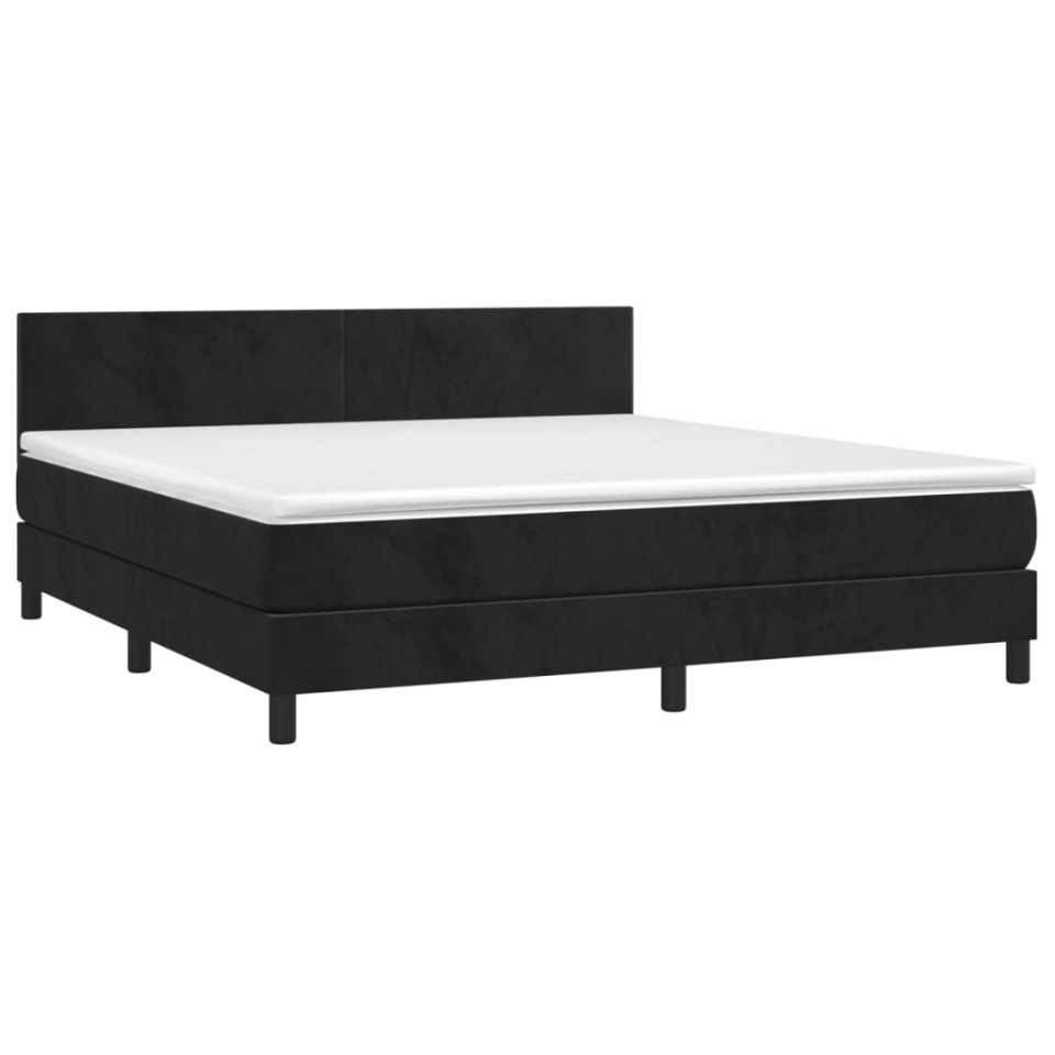 Pat box spring cu saltea, negru, 160x200 cm, catifea - 2 | YEO
