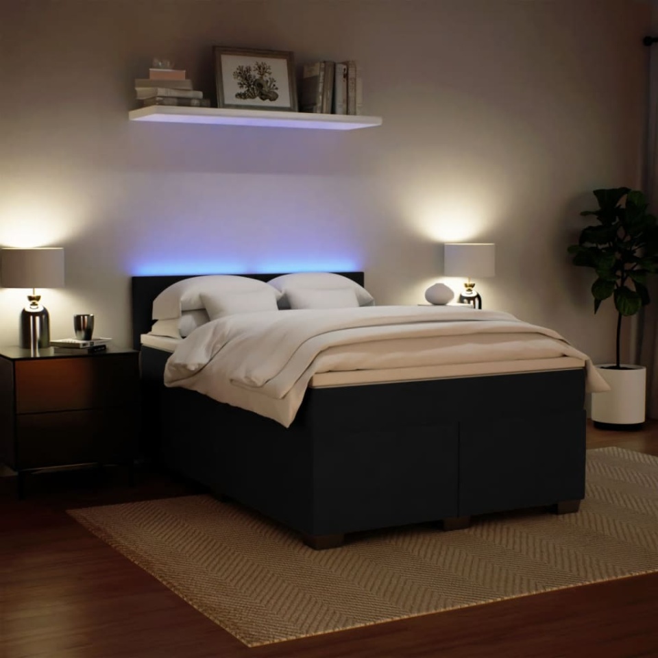Pat box spring cu saltea, negru, 160x200 cm, catifea - 3 | YEO