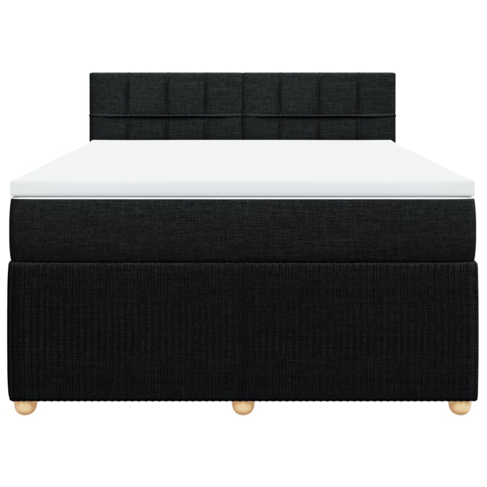 Pat box spring cu saltea, negru, 160x200 cm, textil - 4 | YEO