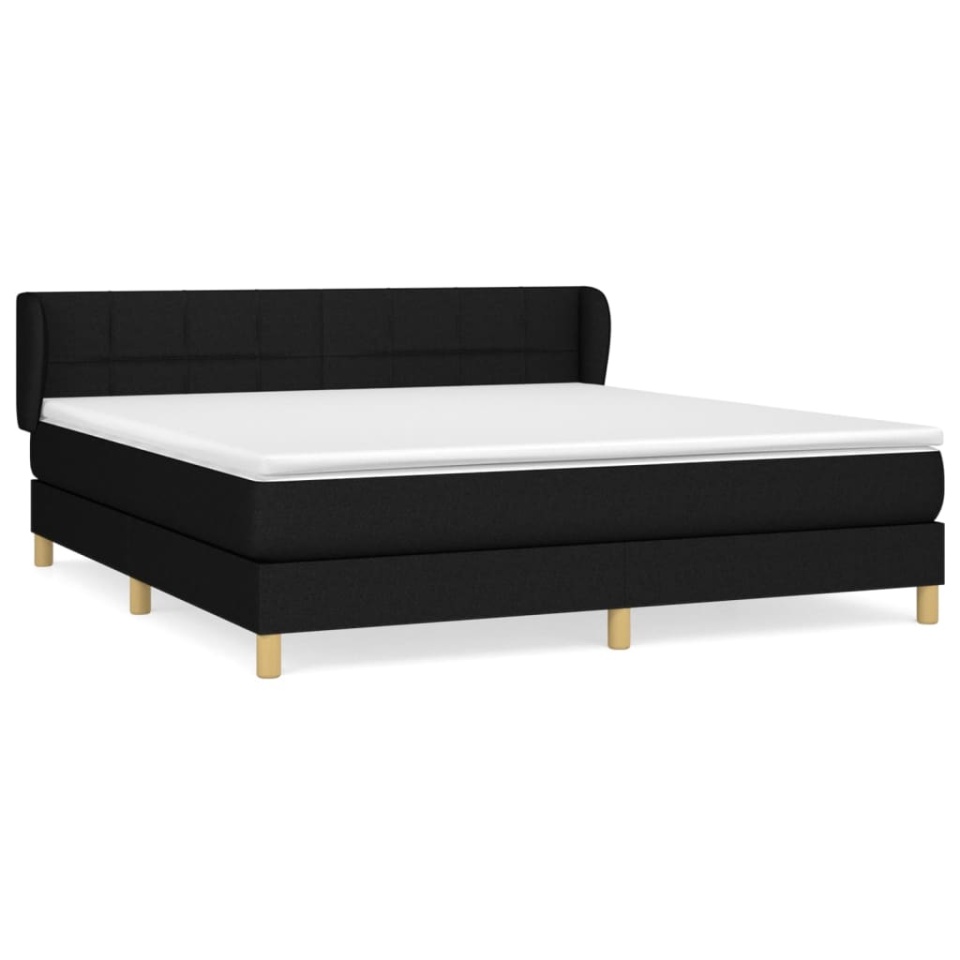 Pat box spring cu saltea, negru, 160x200 cm, textil - 1 | YEO