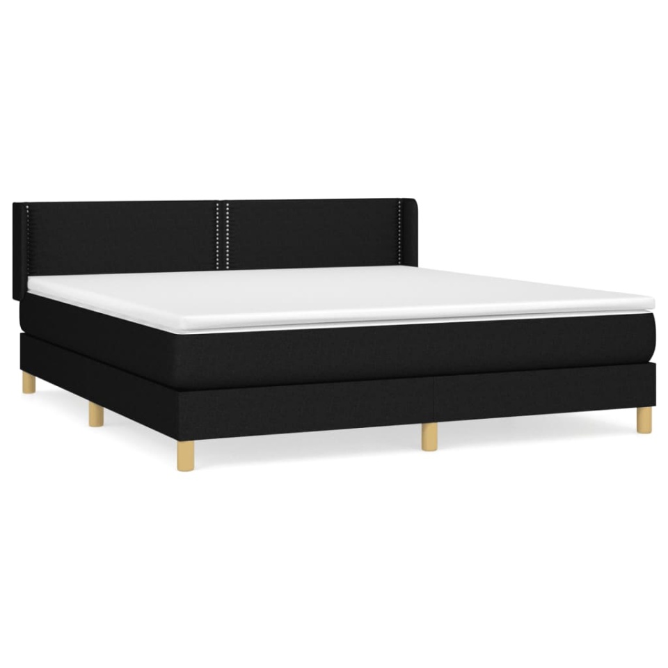 Pat box spring cu saltea, negru, 180x200 cm, catifea - 1 | YEO