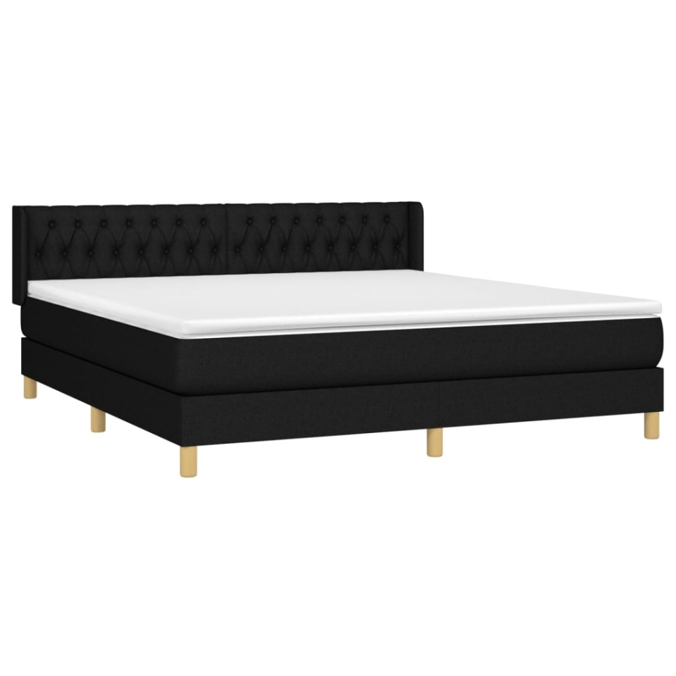 Pat box spring cu saltea, negru, 180x200 cm, catifea - 2 | YEO
