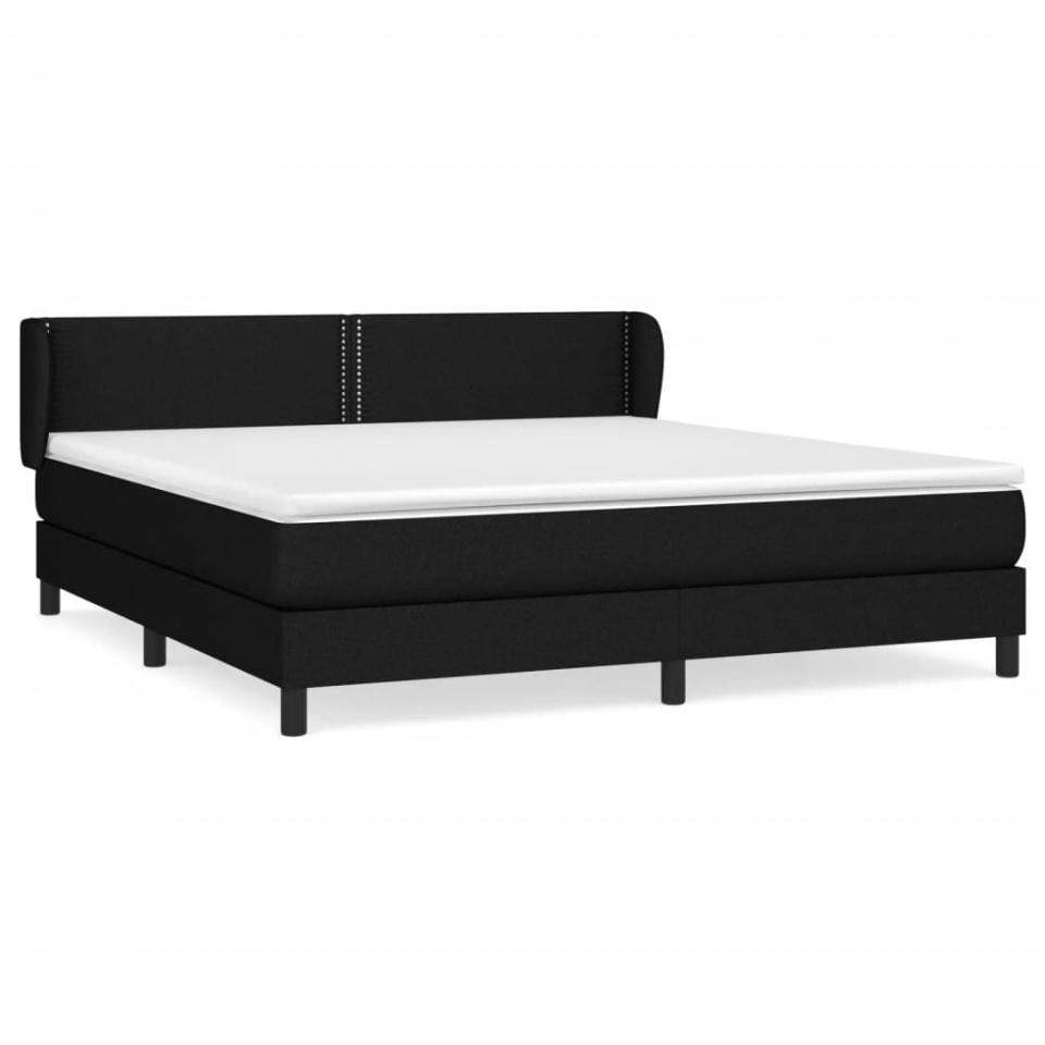 Pat box spring cu saltea, negru, 180x200 cm, material textil - 1 | YEO