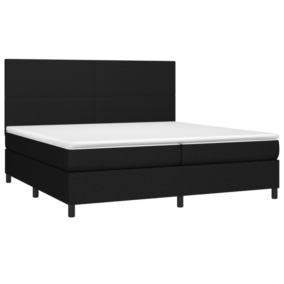 Pat box spring cu saltea, negru, 200x200 cm, textil - 2 | YEO