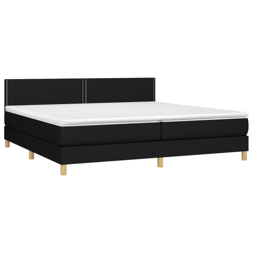 Pat box spring cu saltea, negru, 200x200 cm, textil - 2 | YEO