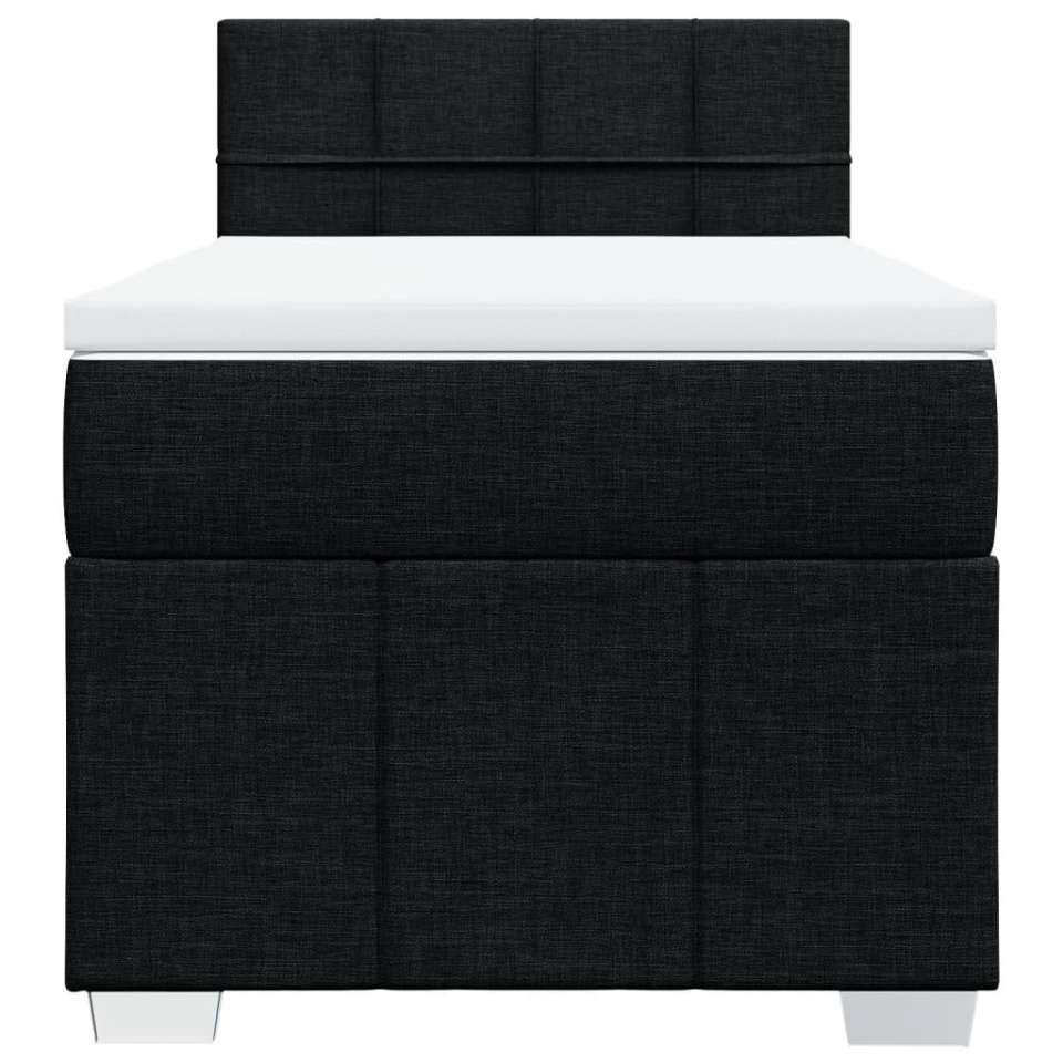 Pat box spring cu saltea, negru, 80x200 cm, textil - 3 | YEO